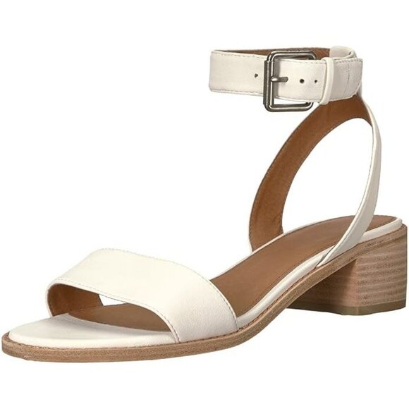 NEW NIB FRYE Women's Cindy 2-Piece Leather Ankle Strap Block Heel Sandal Ivory 6 - Picture 3 of 12